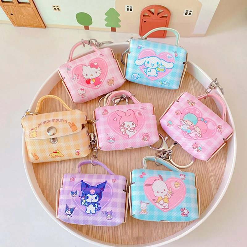 

Kawaii Sanrios Hello Kitty Mini Coin Purse Kuromi Pochacco Purin Earphone Data Cable Storage Bag Girl Bag Key Ring Wallet Toys