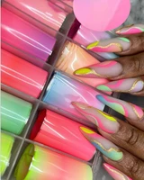 fluorescent nail art transfer sticker gradient colorful starry sky stickers nails decals slider color change foil manicure decor