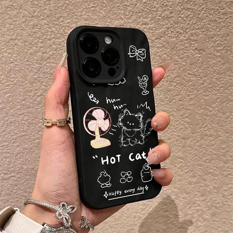 Чехол для телефона с вентилятором Gourde Funny Cute Case Cat Dog Iphone 16 15 14 13 12 11 Pro Max IP 7 8 Plus Iphon X XS