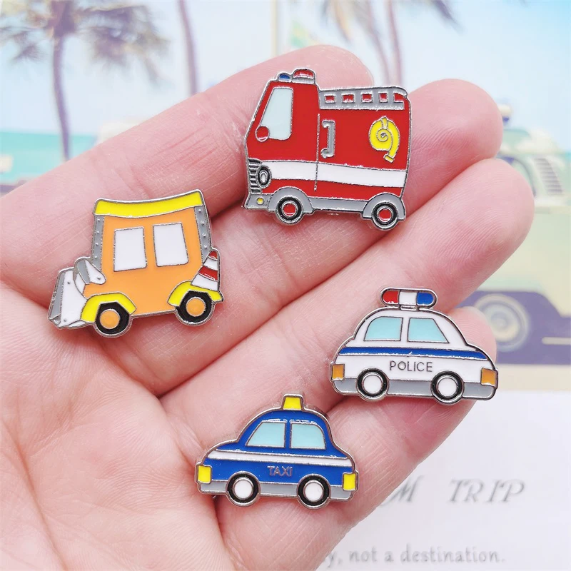 Мультяшный милый автомобиль эмаль PinsTaxi пожарная машина экскаватор забавная
