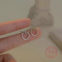 silver color simple nails zircon stud earrings woman fashion sweet cute student jewelry gift