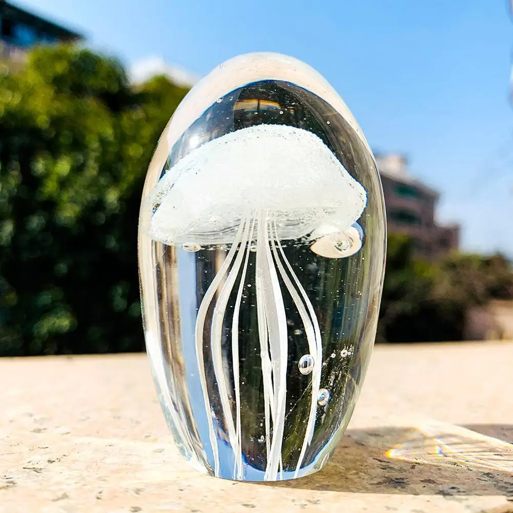 

3d Jellyfish Figurines Miniatures Paperweight Glass Home Crystal Accessories Decoration Aquarium Ornament Fengshui Craft Gi I2l5