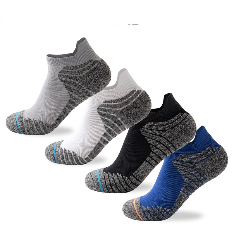 4 Pairs/Lot Mens Basketball Sports Cycling Socks Cotton Ankle Socks Breathable Active Trainer Sports Outdoor Running Socks