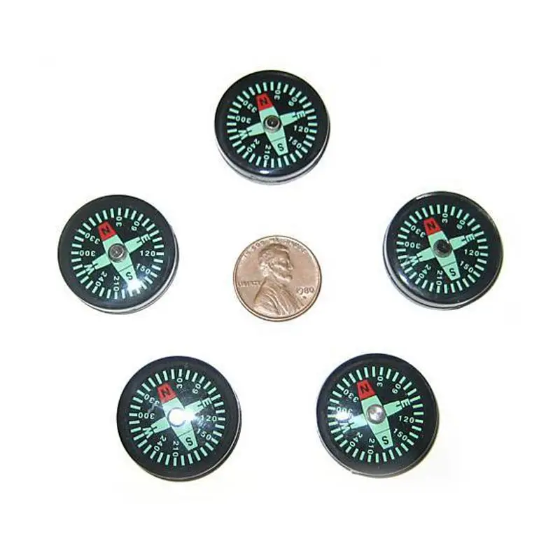 

5 Small 25Mm Pocket Survival Scout Button Compasses
