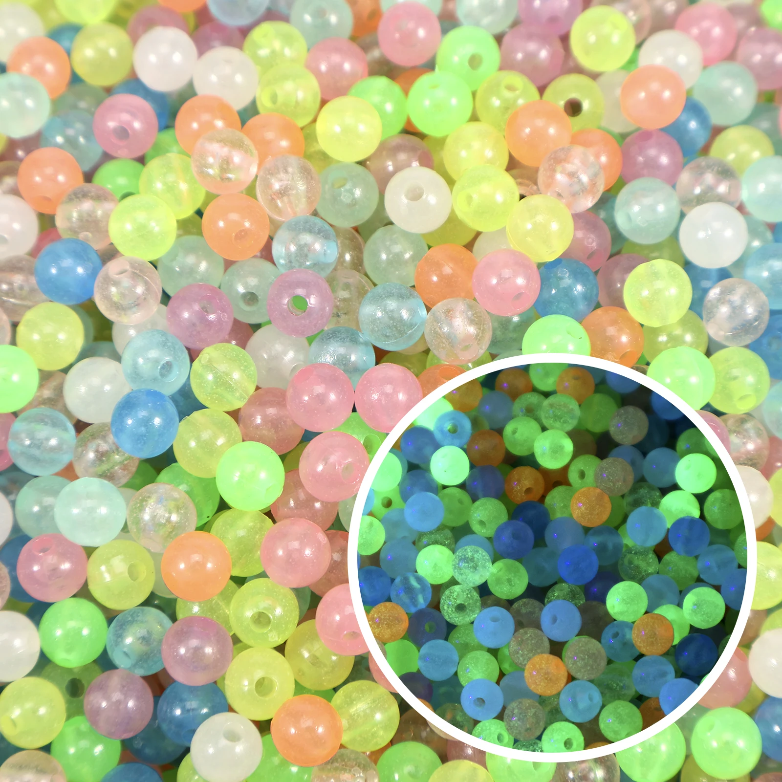 

4545Pcs Glow in the Dark Beads with Hole 6mm Illuminated Acrylic Round Beads 12 Colors Acrylic Loose Beads DIY Bracelets