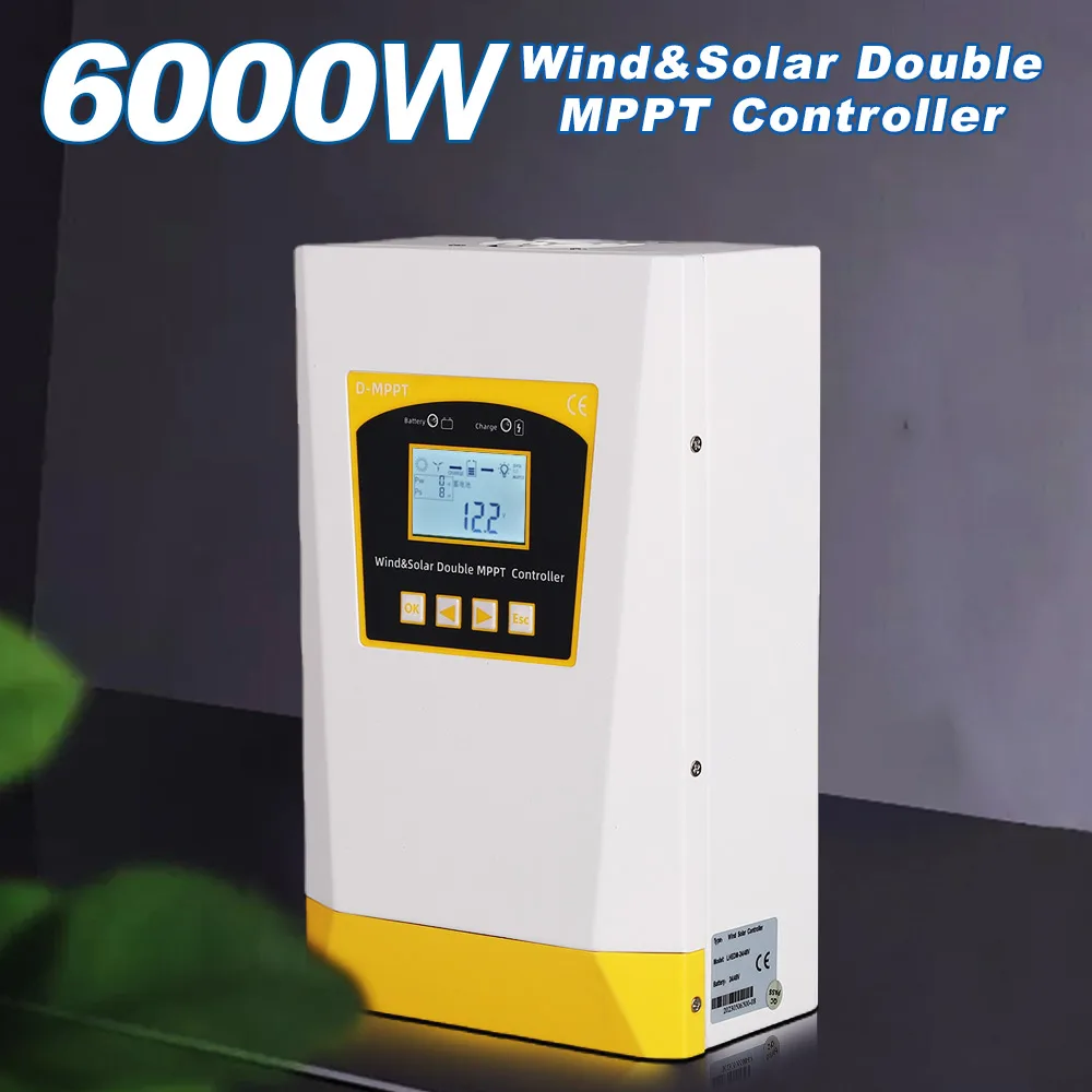 

Двойной контроллер Заряда MPPT, гибридная солнечная и ветровая система 6000 Вт, 12 В, 24 В и 24 В, 48 В, автоматический регулятор, генератор ветровой турбины для домашнего использования