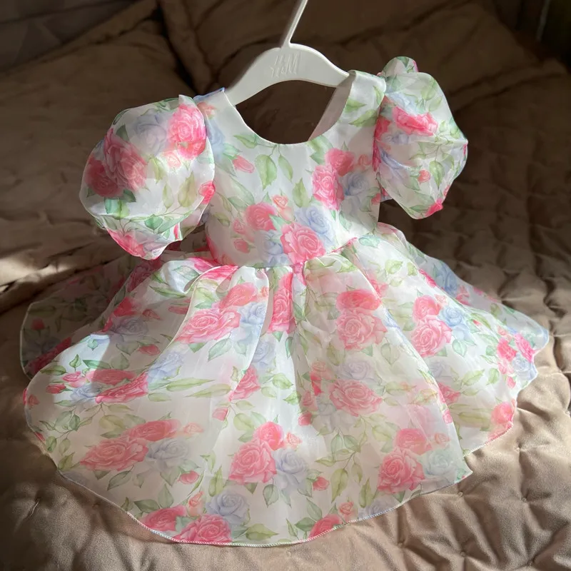 

Baby Girl Dress Flower Christening Gown 2022 Newborn Baby Girls 1st Years Birthday Vestido Bowknot Little Baby Tutu Dress