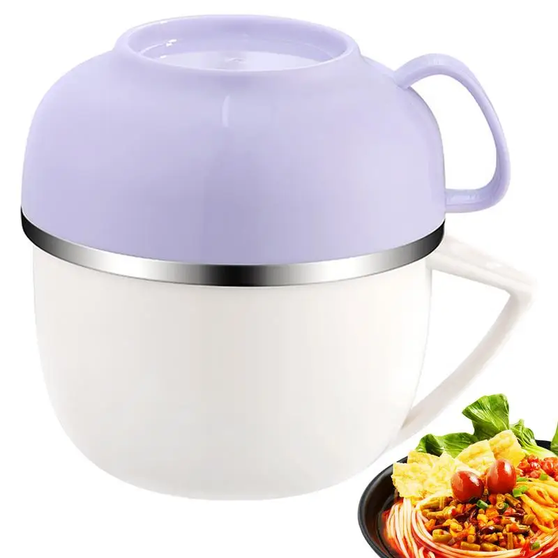 

Microwave Ramen Cooker Stainless Steel Multifunctional Large Soup Mugs Sets Rapid and Quick Ramen Cooker for College Dorm Room
