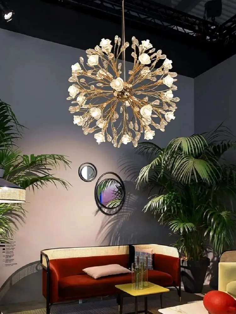 

Modern Crystal Chandeliers Postmodern LED Hanging Lighting Dandelion Pendant Lamp for Bedroom Dining Room Home Decor Lustre
