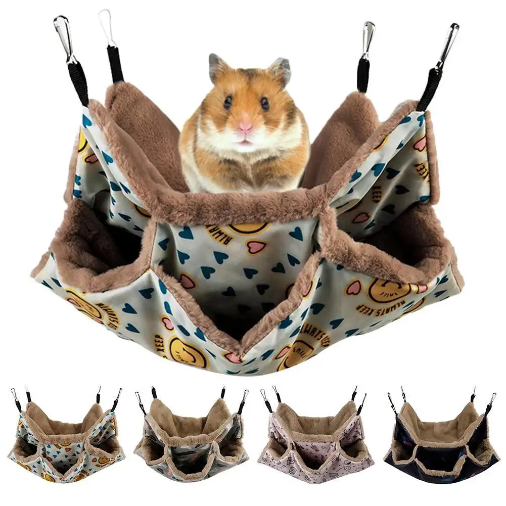 

Plush Warm 3-layer Pet Hammock Multiple Spaces Comfortable Hanging Sleeping Bag For Squirrel Ferrets Rabbits Small Pets Supplies