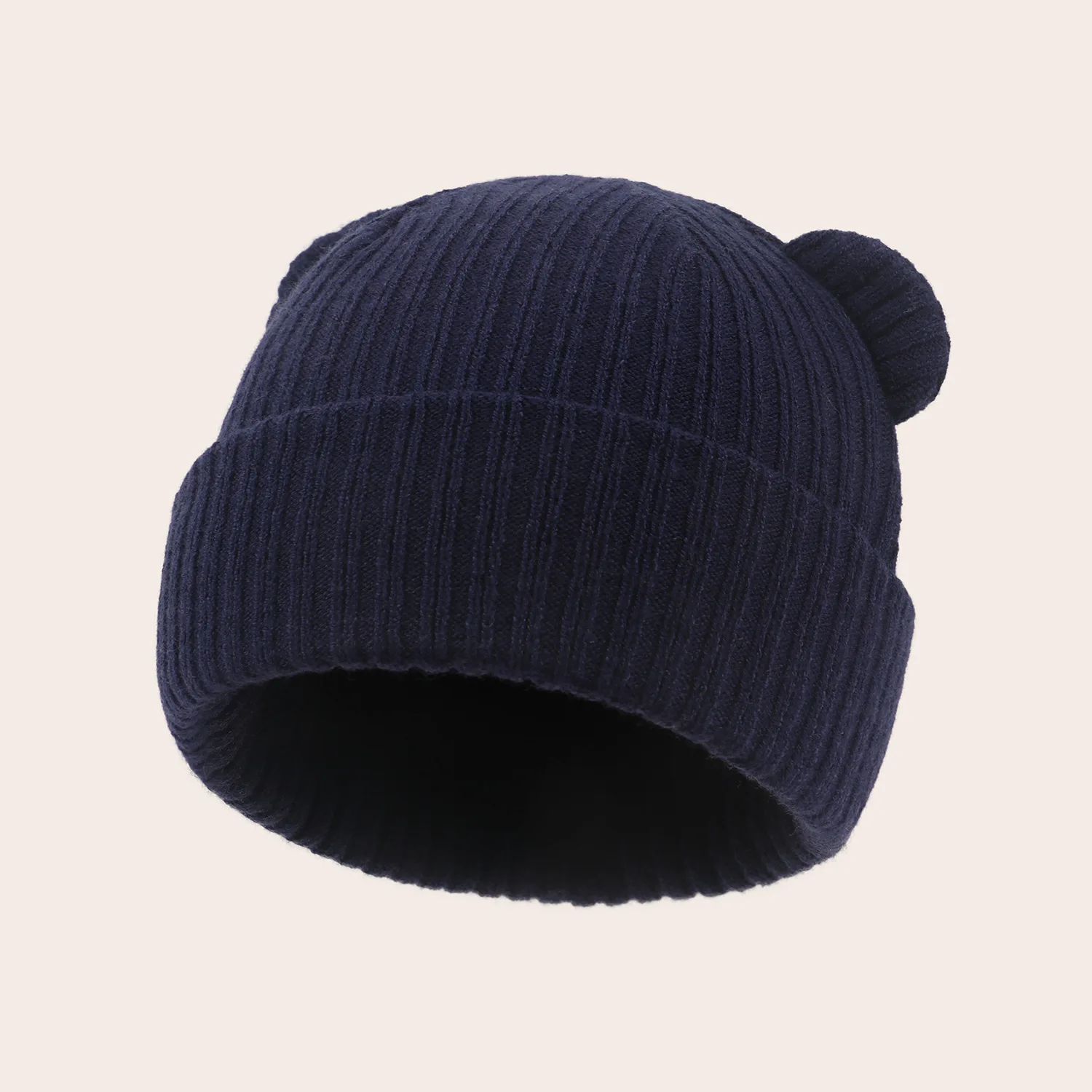 Милая шерстяная шапка с мультяшными медвежьими ушками для новорожденных зимняя