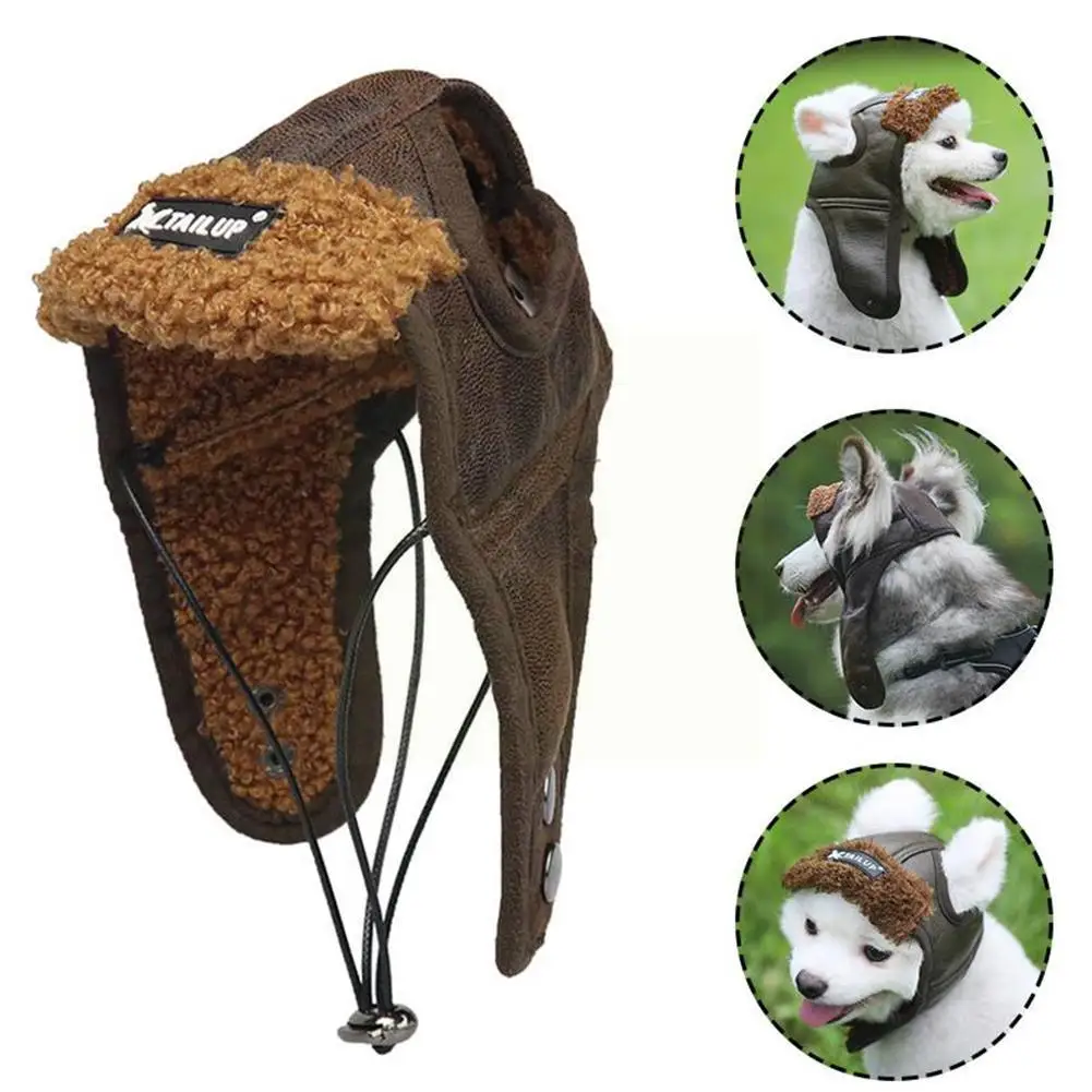 

Новинка, кожаная теплая шапочка для собак, удобная красивая шапочка для домашних животных, товары для домашних животных на Хэллоуин, забавн...