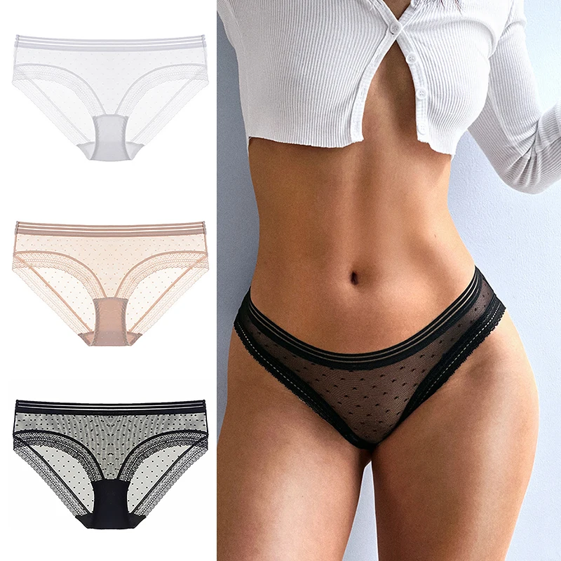 

Сексуальные прозрачные женские трусики, ультратонкие сетчатые женские трусики с рисунком в горошек