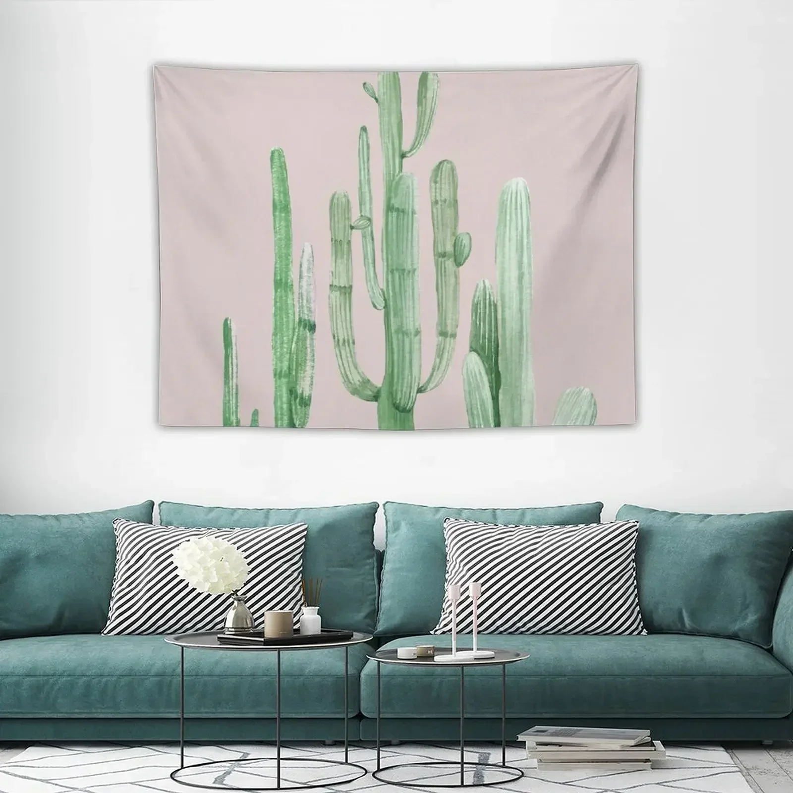 Красивый кактус розовый и зеленый пустынный настенный художественный гобелен