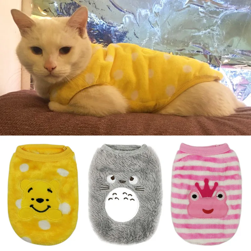 

Autumn Winter Warm Pet Cat Clothes For Cats Sphynx Soft Fleece Kitten Kitty Coat Jackets Cute Cartoon Cat Costumes Pets Clothing