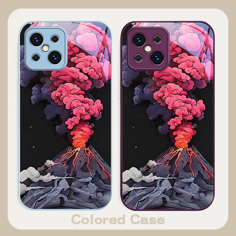 Simple Pink Volcanic Grey For Find X5 X3 Lite Reno 6 4Z 5G OPPO A72 79 73 58 A54S OnePlus Nord N200 Tempered glass phone case