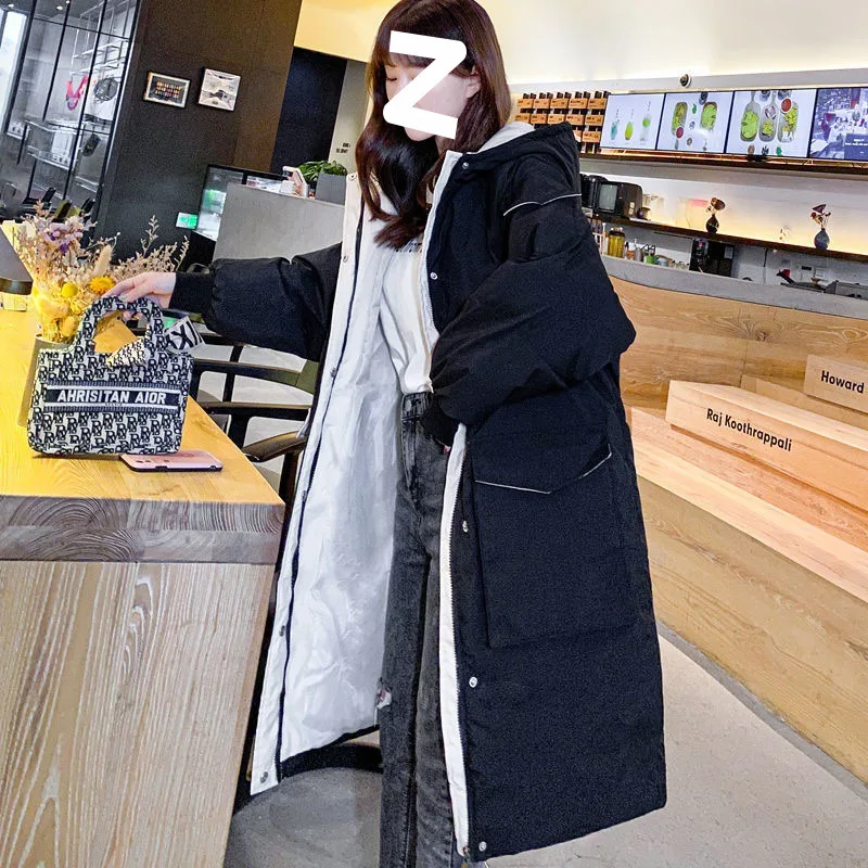 Down Cotton-padded Jacket Women Long Jacket Winter New Loose Plus Size Hooded Padded Warm Cotton-padded Coat for Women