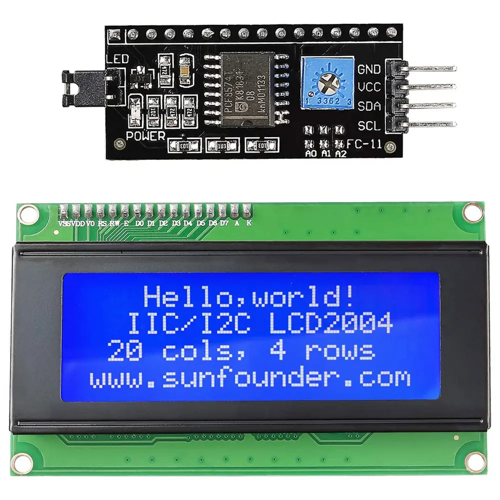 ЖК-дисплей 2004 дюйма IIC/I2C, ЖК-дисплей 2004 дюйма 20x4 5 В, символьный синий ЖК-экран с подсветкой 2004 дюйма IIC I2C для ЖК-дисплея arduino