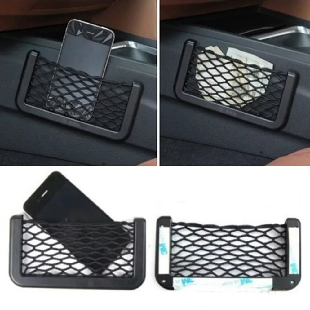 

Car Seat Side Back Storage Net Bag Phone Holder Pocket Organizer Black
