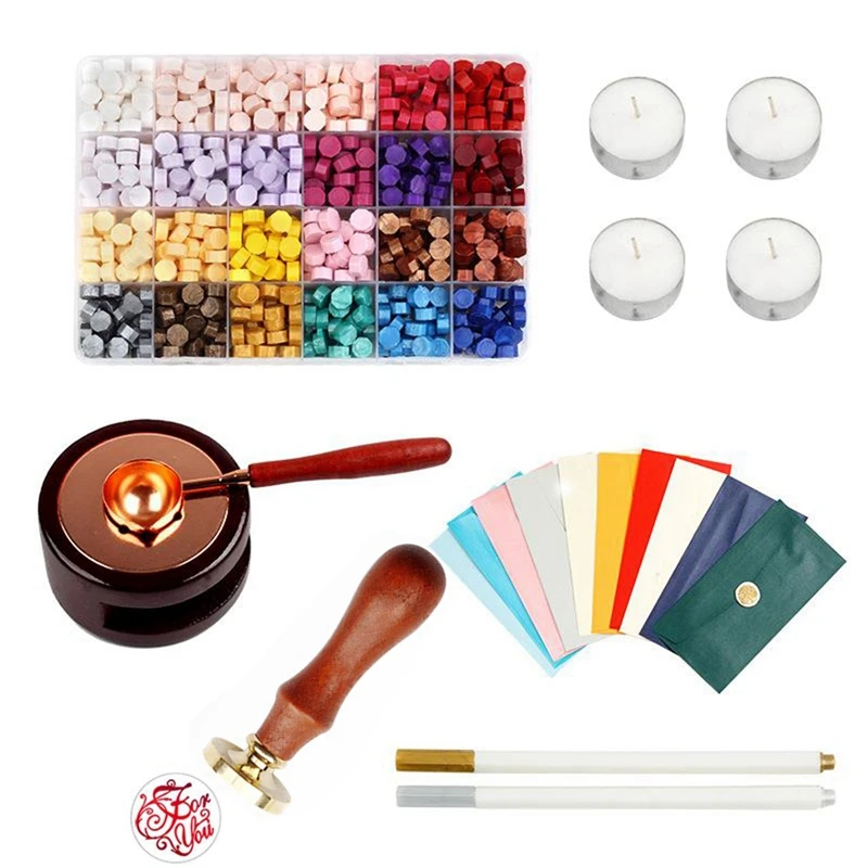 

Seal Set, Sealed Envelope Spoon, Heating Stove Set, 24-Color Fire Printing Wax, Barreled Colored Wax