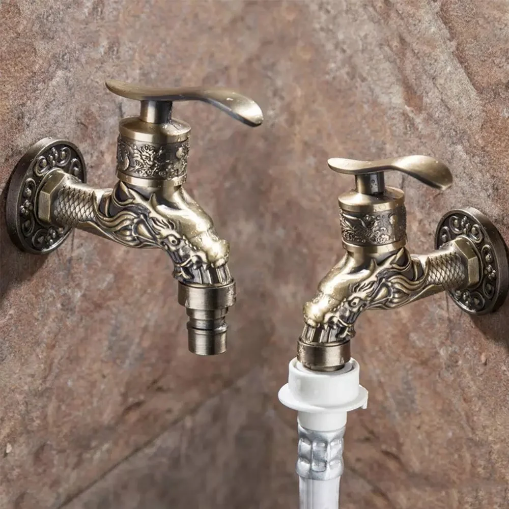 

Antique Bronze Washing Machine Crane Decorative Outdoor Faucet , Vintage Garden Bibcock Tap Wall Mounted Mop Faucet Brass