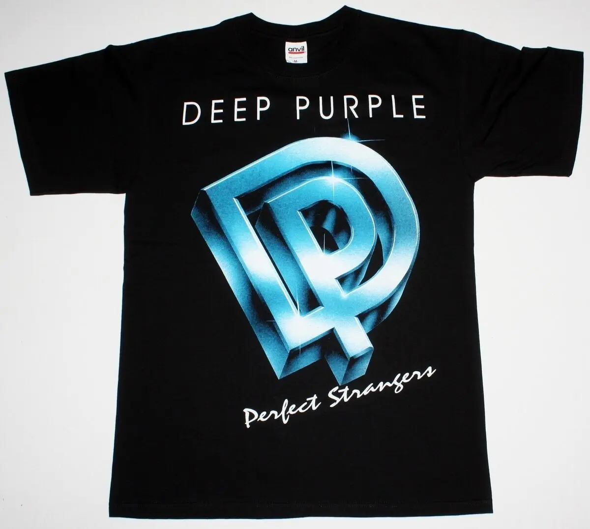 

DEEP PURPLE PERFECT STRANGERS BLACK T SHIRT HARD ROCK RAINBOW GILLAN BLACKMORE