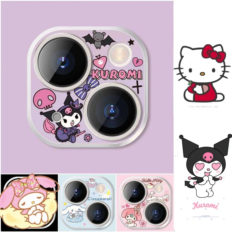 

Рельефная пленка для объектива с аниме Kuromi, мультяшный Кот Kt Mymelody Iphone14, задняя камера наклейка на рассеиватель 13Promax, защитный круглый подаро...