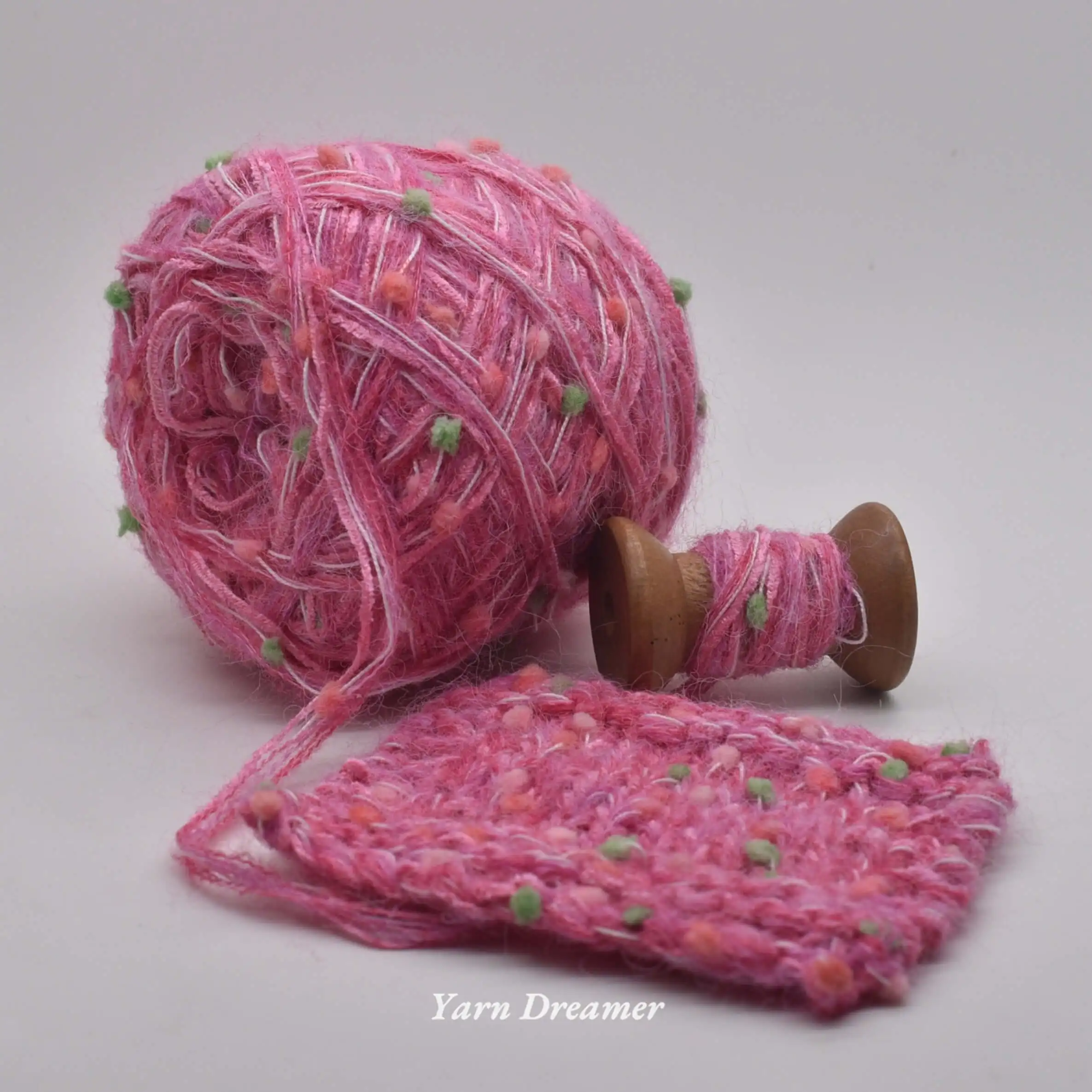 Пряжа для вязания крючком из мохера розовая шерстяная пряжа с помпонами пышная