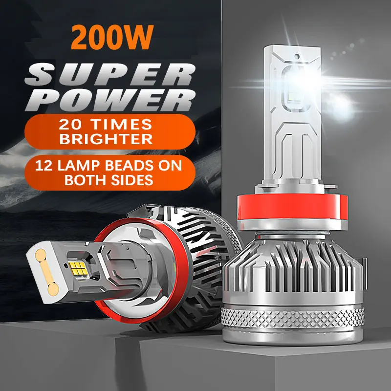 H7 LED 200W H4 F5C F5 160000 LM Canbus H1 H11 H8 HB3 9005 HB4 9006 9012 HIR2 H9 6000K Автомобильные фары