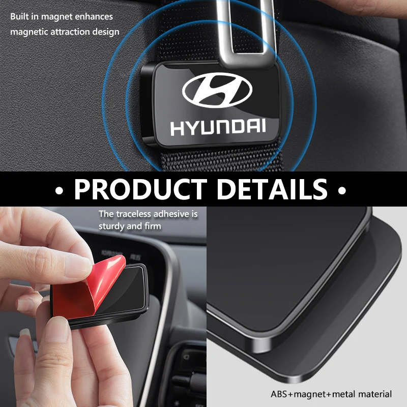 Фото Магнитный держатель-стабилизатор ремня безопасности для Hyundai, самоклеящийся регулируемый фиксатор-клипса для i10, i20, i30, i40, ix20, ix35, ix55, Nexo ‌ №2