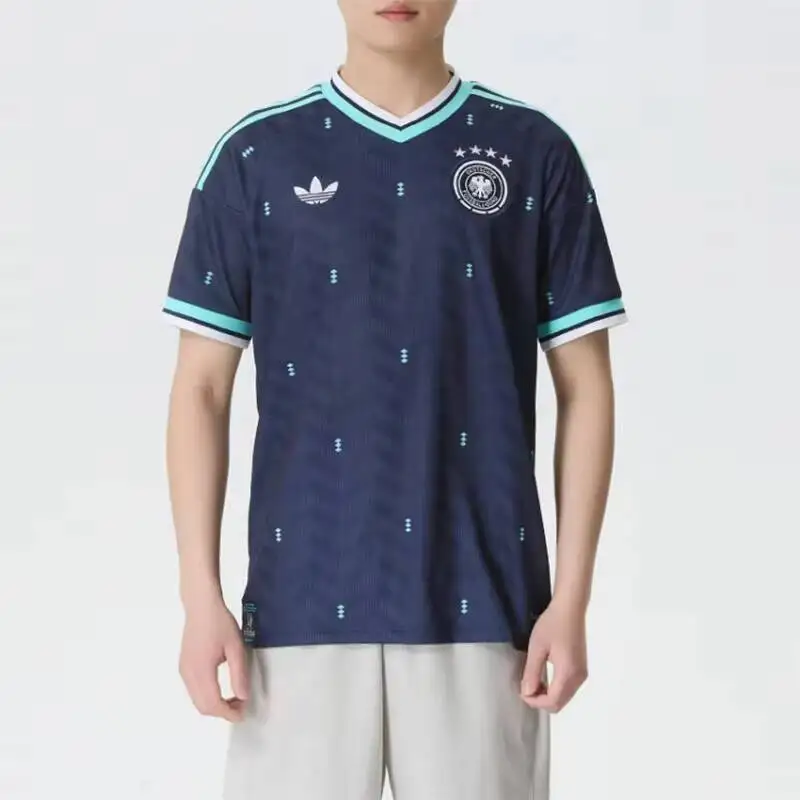 Фото Мужская тренировочная футболка с коротким рукавом Adidas Clover Germany Team, футбольный костюм JN2074 №2