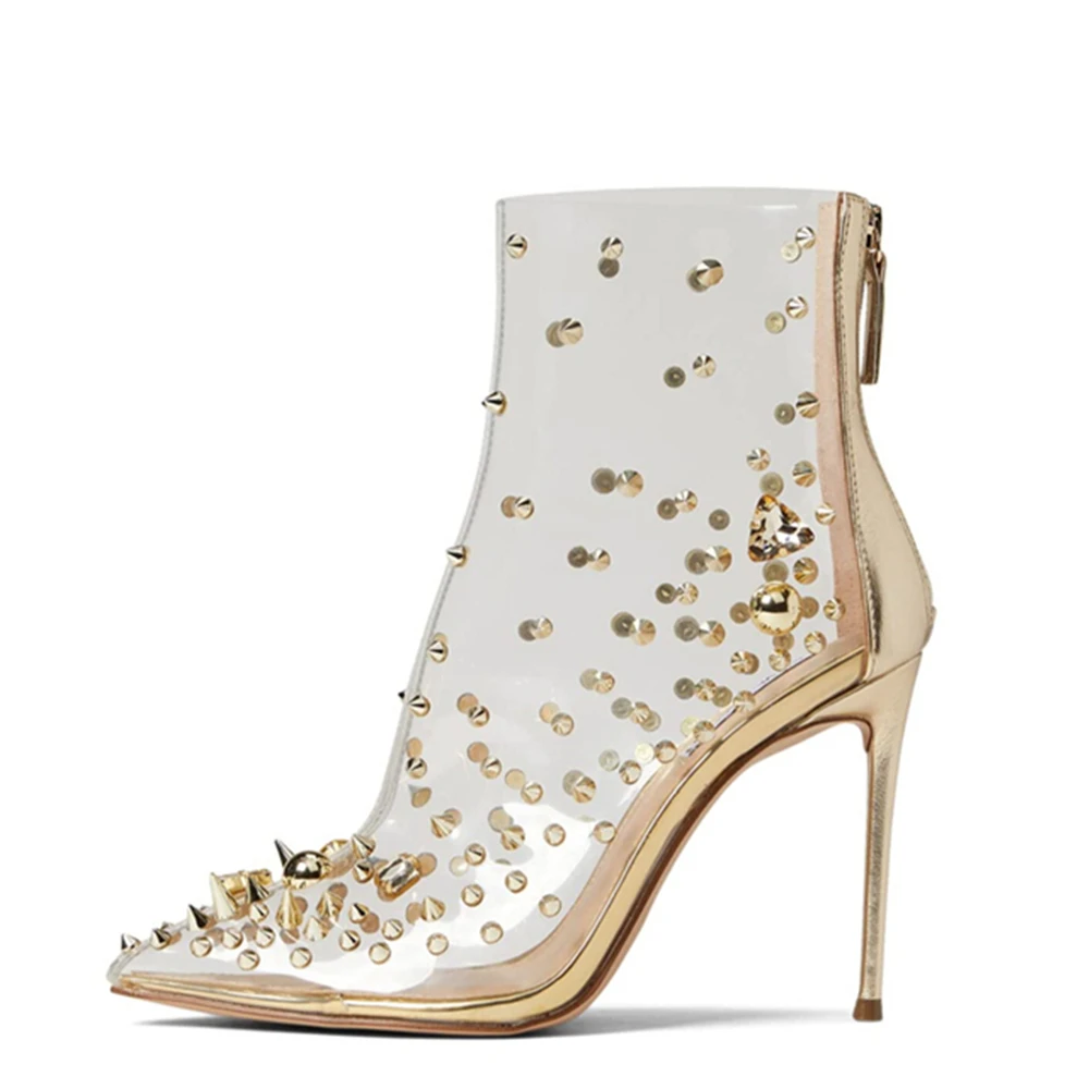 

Женские полусапожки на шпильке, на молнии, с заостренным носком