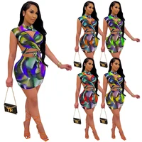 caasul women skirt two piece set print shirt mini dress colorful streetwear clothes for women outfit