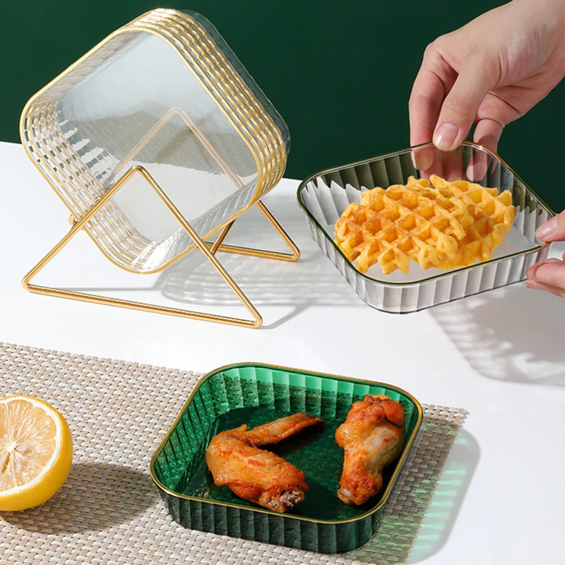 

Luxury Dinner Plate Snacks Fruit Dessrt Coffee Plates Home Clear Trays Decorative Kitchen Tray INS Style Storage Trays
