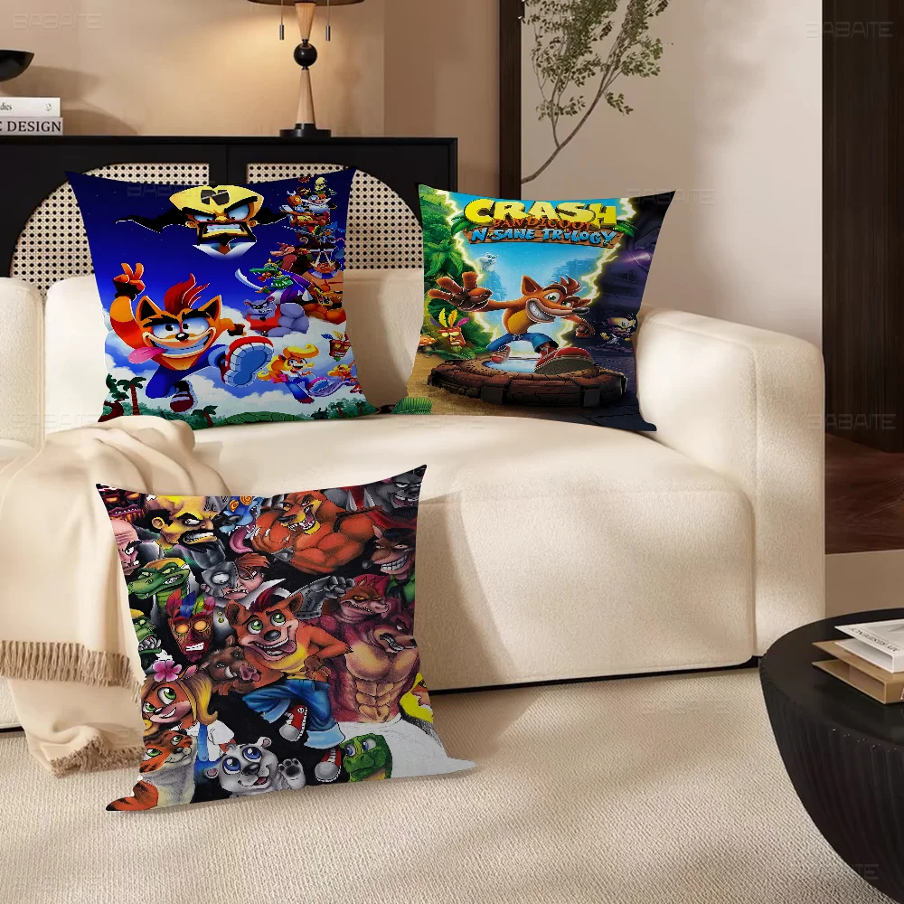 C_CrashS_B- Bandicoot Game Подушка Аниме Диван-кровать Голова Наволочка Чехол 45x45 см Мода