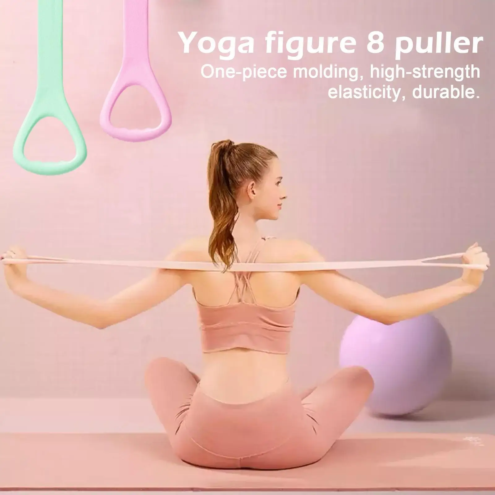 

Yoga Silicone Figure 8 Puller Fitness Drawstring With Expander Massage Accessories Training Anti-slip Bumps D7r2