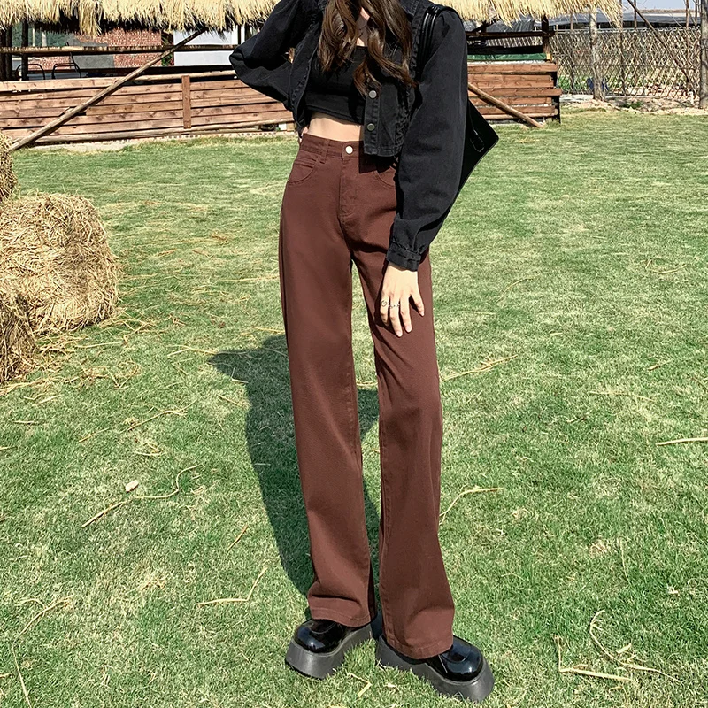 

Женские свободные джинсовые брюки с широкими штанинами, Женские Простые Модные однотонные мешковатые брюки, винтажная уличная одежда Y2K P107