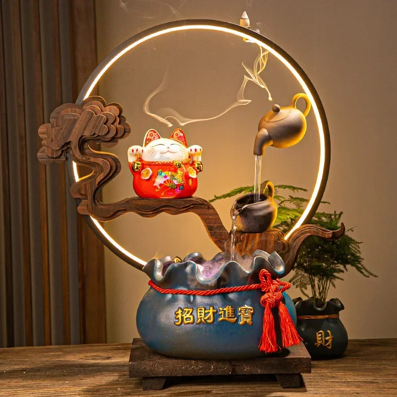 

Creative Lucky Cat Flowing Device Fish Tank Lucky Decorations Opening Gifts High-end Gifts Bar Office Entrance Craft Decorations