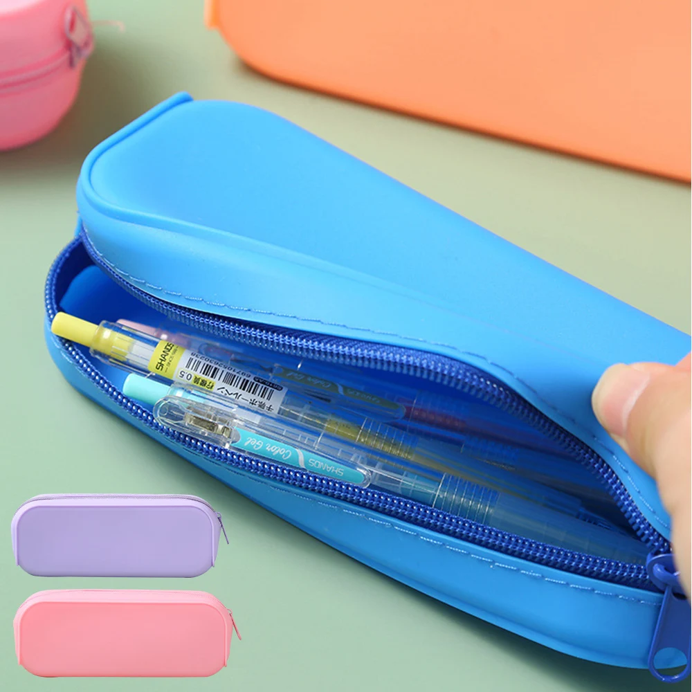 Case Waterproof Solid Color Pen Case Soft Large Capacity Stationery Box Multi-color Student Learning Supplies