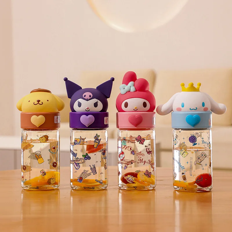 

360ml Sanrio Water Bottle Kuromi Cinnamoroll Glass Cup Cartoon Anime Vacuum Flask Toys Kids Hot Water Cup Portable Kettle Gift