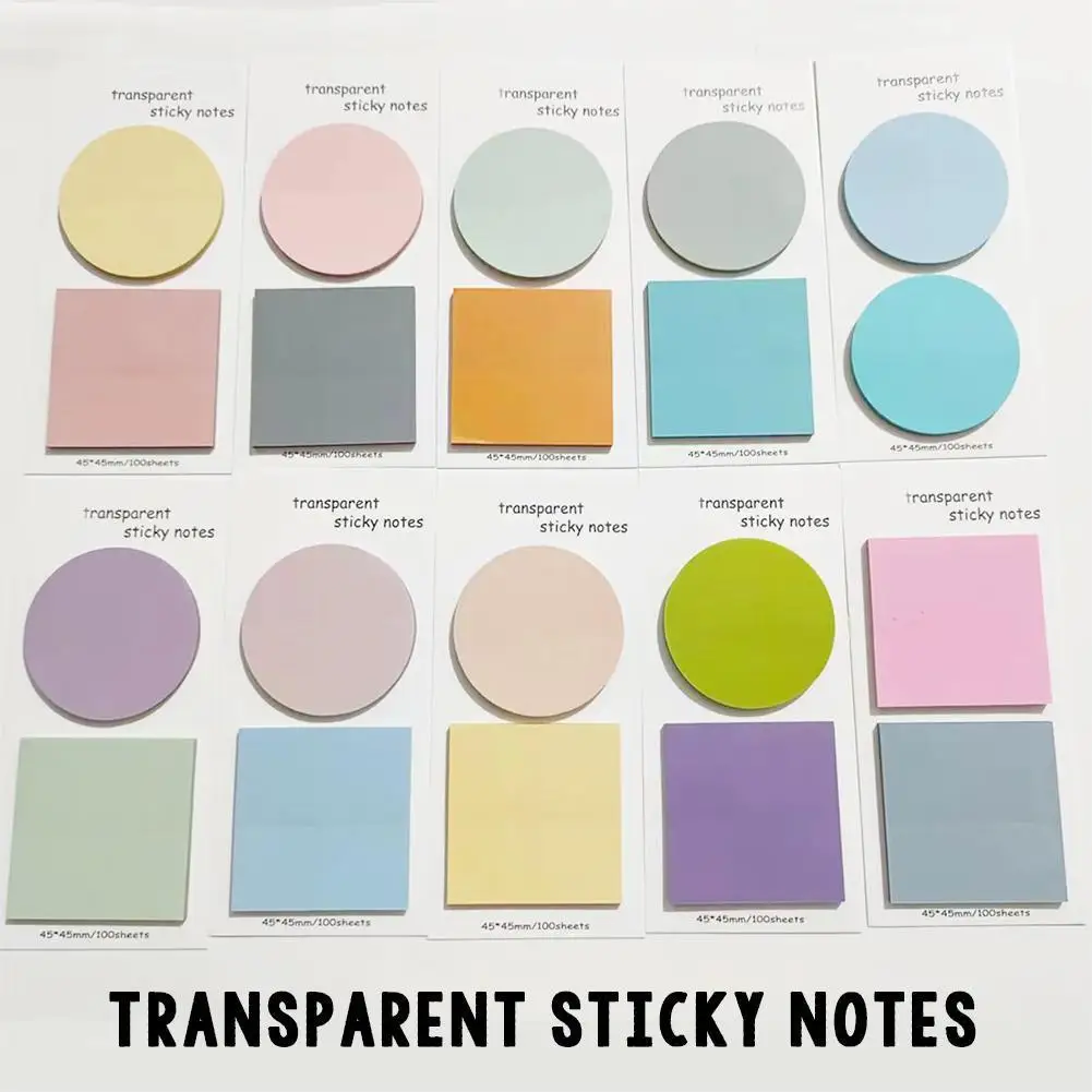 

100 Sheets Posted It Transparent Sticky Notes Self-Adhesive Notepad Memo Annotation Bookmarks Pad Books Tabs Stationery Ind L3M8