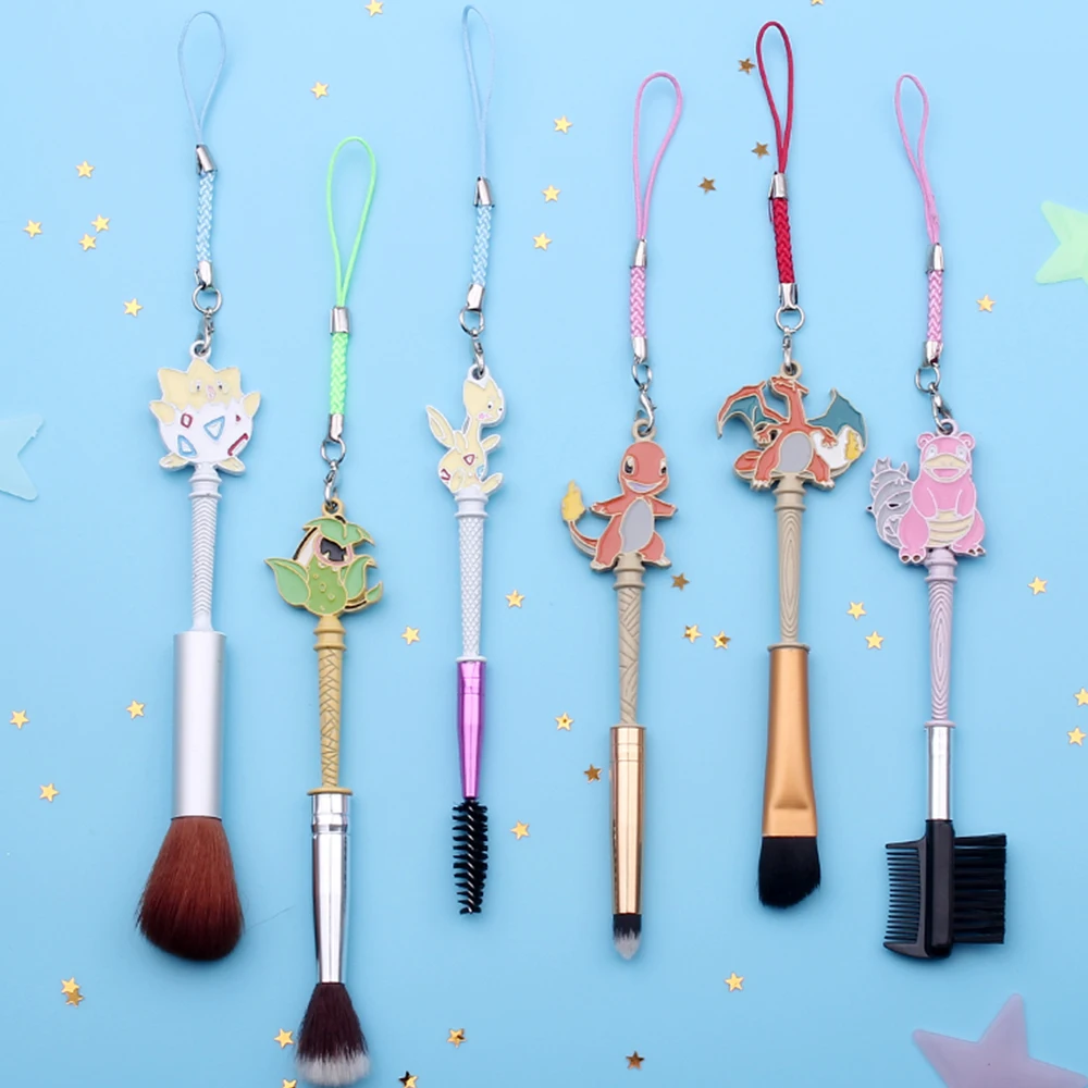 

6Pcs/Set Anime Pokémon Makeup Brush Kawaii Charmander Portable Soft Concealer Brush Beauty Foundation for Women Jewelry Toy Gift