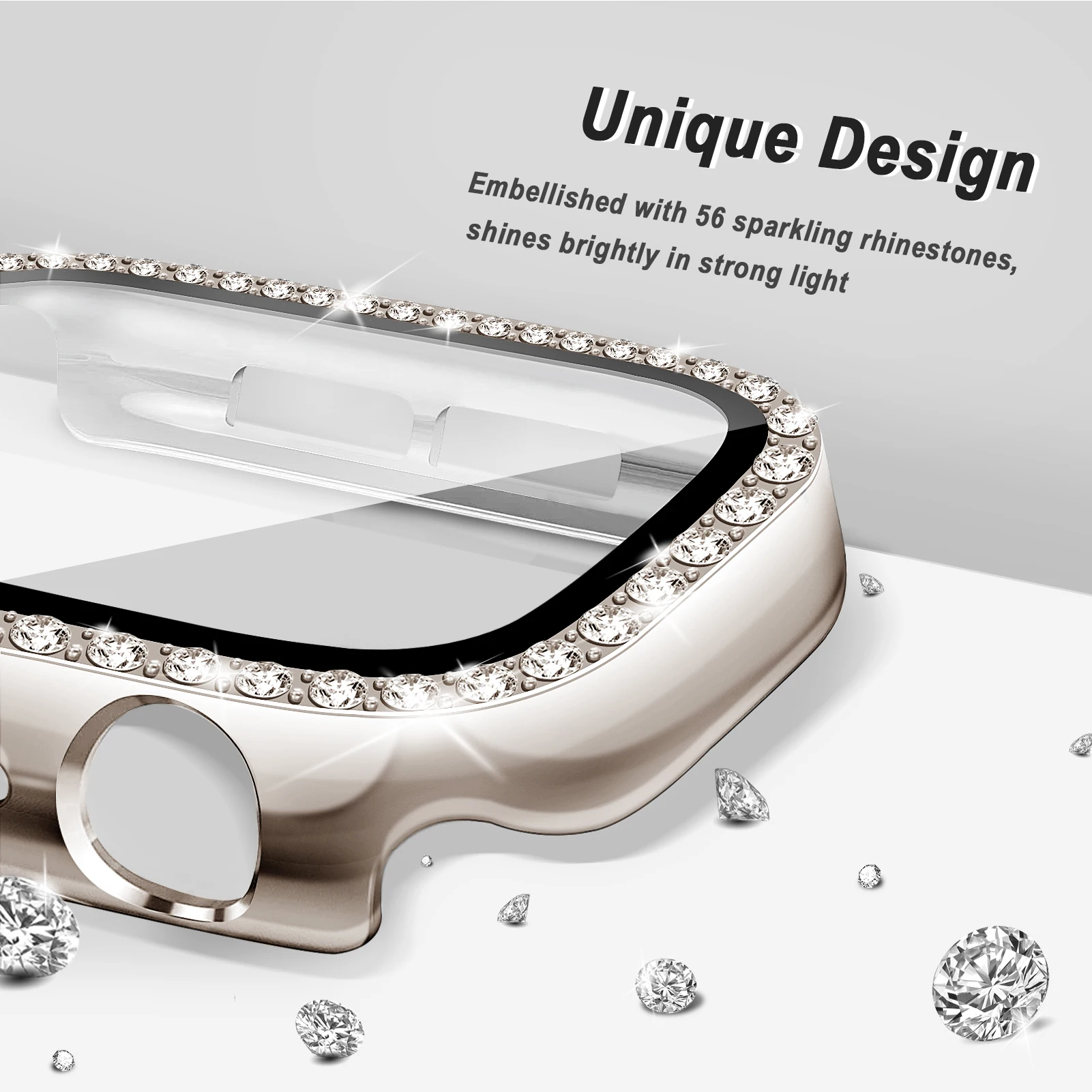 Чехол для ПК со стеклом и бриллиантами Apple Watch 10 46 мм 42 аксессуары HD закаленная