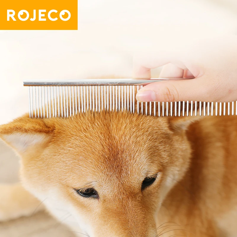 

ROJECO Pet Dog Comb Stainless Steel Pet Hair Remover Cat Massage Comb Hair Brush Pet Grooming Comb for Dogs Hairbrush Supplies