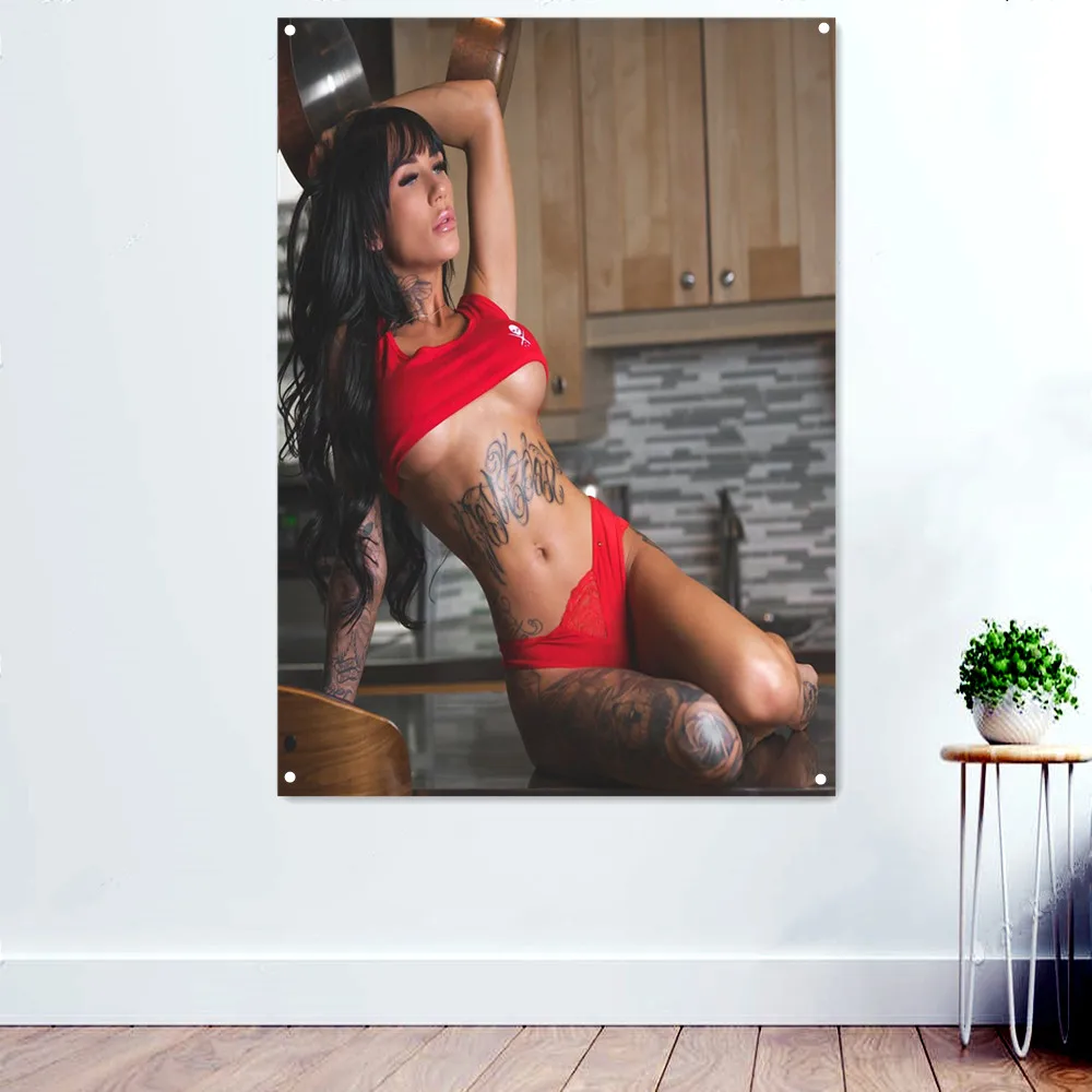 

Сексуальный гобелен для девичьих стен с татуировкой бикини, декоративные баннеры для паба, клуба, мужской пещеры, бара, гаража, Настенный де...