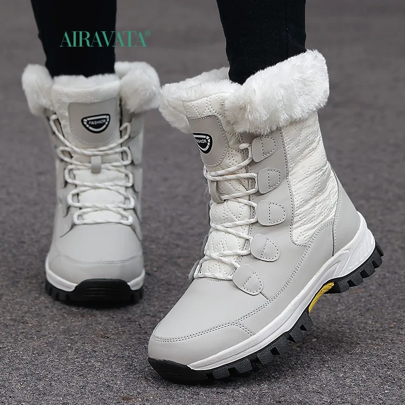 Sneaker Women Winter Boots Keep Warm Mid-Calf Snow Shoes Women Lace-up Comfortable Ladies Sneakers Zapatos Deportivos