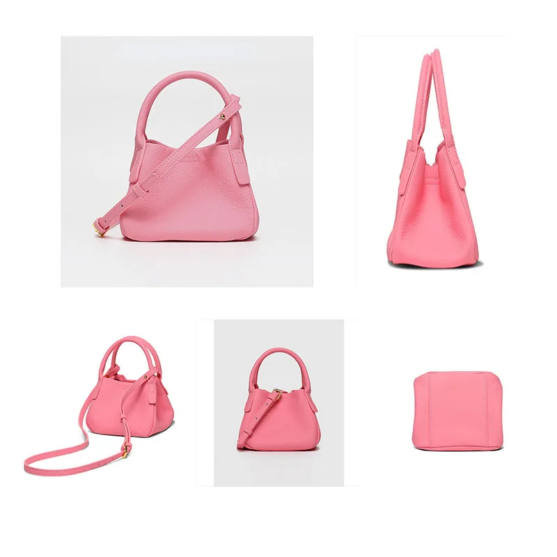 2022 New Luxury Soft Genuine Leather Women's Bag Cream Color Vegetable Basket Lady Handbag Brand Designer Shoulder Fashion Bag