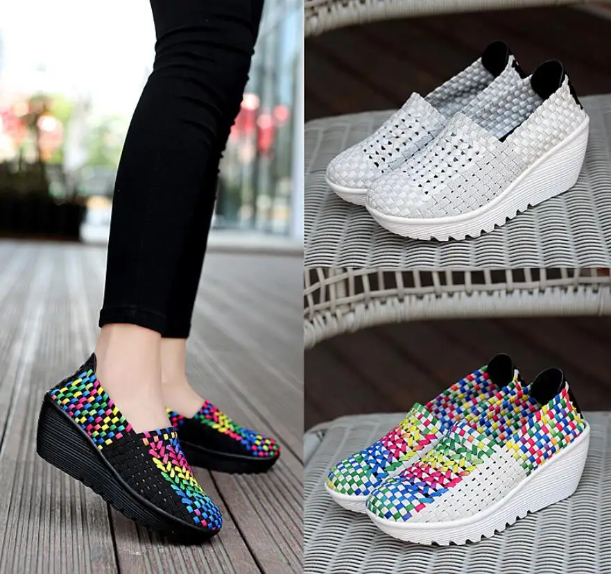 Women Flats Shoes Breathable Mesh Platform matching Slip on Soft Ladies Casual Shoes Woman Sneakers with breathable elastic Shoe