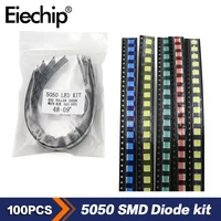100pcslot smd led light diode kit 5050 red yellow green true white blue light emitting diode electronic parts