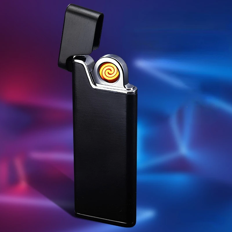 Metal Windproof Double-Sided Ultra-Thin Charging Cigarette Lighter